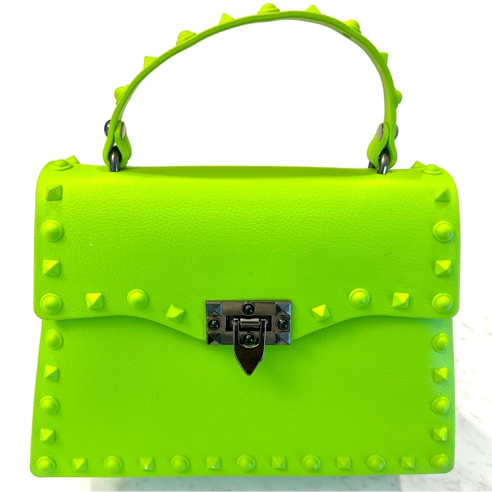 Monotone Neon Green Studded Convertible Jelly Bag